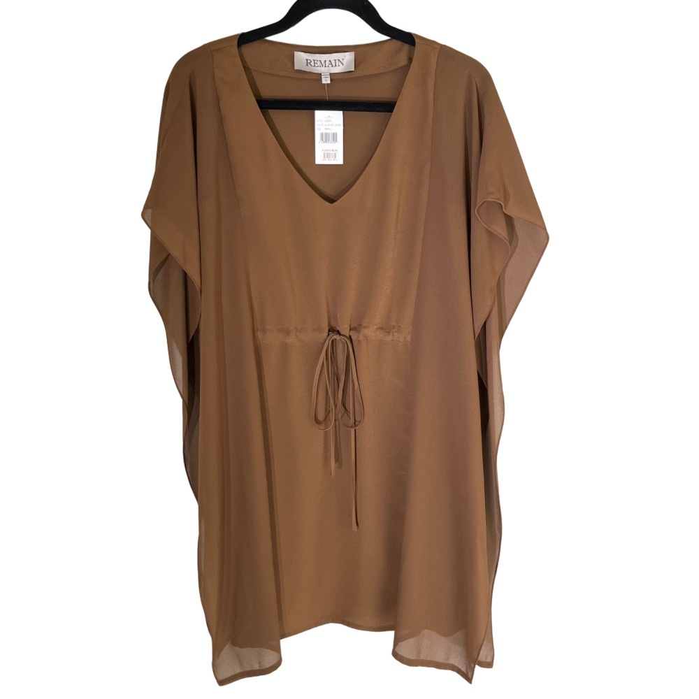 REMAIN Nordstrom Revolve Brown Mocha Mini Dress in Size Small | Tie Waist | NWT